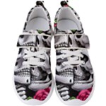 Black Skulls Red Roses Men s Velcro Strap Shoes