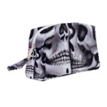 Black Skulls Red Roses Wristlet Pouch Bag (Medium)