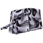 Black Skulls Red Roses Wristlet Pouch Bag (Large)