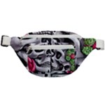 Black Skulls Red Roses Fanny Pack