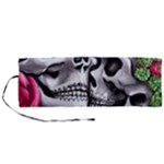 Black Skulls Red Roses Roll Up Canvas Pencil Holder (M)