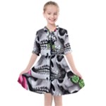 Black Skulls Red Roses Kids  All Frills Chiffon Dress