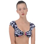 Black Skulls Red Roses Cap Sleeve Ring Bikini Top