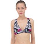 Black Skulls Red Roses Classic Banded Bikini Top