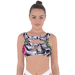 Black Skulls Red Roses Bandaged Up Bikini Top