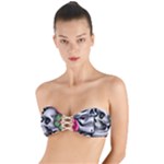 Black Skulls Red Roses Twist Bandeau Bikini Top