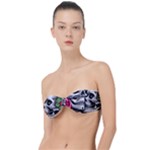 Black Skulls Red Roses Classic Bandeau Bikini Top 