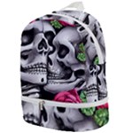 Black Skulls Red Roses Zip Bottom Backpack