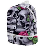 Black Skulls Red Roses Zip Bottom Backpack