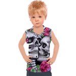 Black Skulls Red Roses Kids  Sport Tank Top