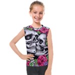 Black Skulls Red Roses Kids  Mesh Tank Top