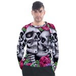 Black Skulls Red Roses Men s Long Sleeve Raglan Tee