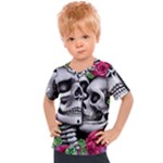 Black Skulls Red Roses Kids  Sports Tee