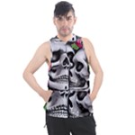 Black Skulls Red Roses Men s Sleeveless Hoodie