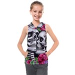 Black Skulls Red Roses Kids  Sleeveless Hoodie