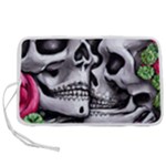 Black Skulls Red Roses Pen Storage Case (L)