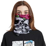 Black Skulls Red Roses Face Covering Bandana (Two Sides)