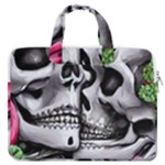 Black Skulls Red Roses MacBook Pro 13  Double Pocket Laptop Bag