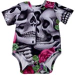 Black Skulls Red Roses Baby Short Sleeve Bodysuit