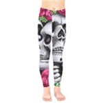 Black Skulls Red Roses Kids  Classic Winter Leggings