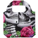 Black Skulls Red Roses Foldable Grocery Recycle Bag