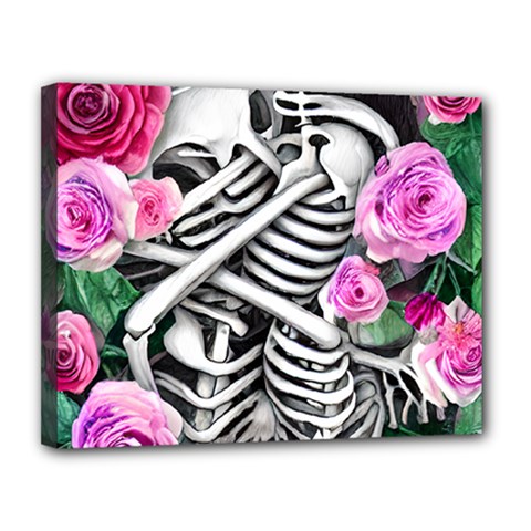 Floral Skeletons Canvas 14  x 11  (Stretched) from ArtsNow.com