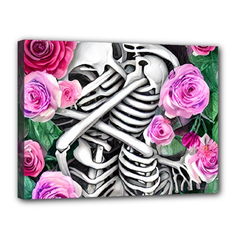 Floral Skeletons Canvas 16  x 12  (Stretched) from ArtsNow.com