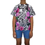 Floral Skeletons Kids  Short Sleeve Swimwear