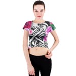 Floral Skeletons Crew Neck Crop Top