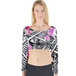 Floral Skeletons Long Sleeve Crop Top