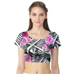 Floral Skeletons Short Sleeve Crop Top