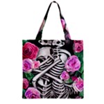 Floral Skeletons Zipper Grocery Tote Bag