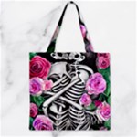 Floral Skeletons Zipper Grocery Tote Bag