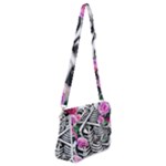 Floral Skeletons Shoulder Bag with Back Zipper