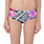 Floral Skeletons Mid-Waist Bikini Bottoms