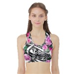 Floral Skeletons Sports Bra with Border