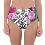 Floral Skeletons Reversible High-Waist Bikini Bottoms