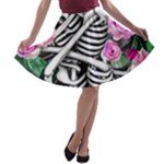 Floral Skeletons A-line Skater Skirt