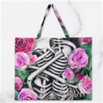 Floral Skeletons Zipper Large Tote Bag