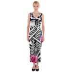 Floral Skeletons Fitted Maxi Dress
