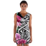 Floral Skeletons Wrap Front Bodycon Dress