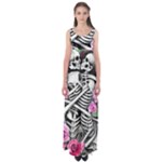 Floral Skeletons Empire Waist Maxi Dress