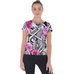 Floral Skeletons Short Sleeve Sports Top 