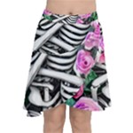 Floral Skeletons Chiffon Wrap Front Skirt