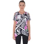 Floral Skeletons Cut Out Side Drop Tee