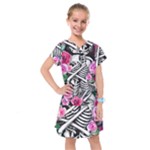 Floral Skeletons Kids  Drop Waist Dress