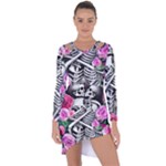 Floral Skeletons Asymmetric Cut-Out Shift Dress