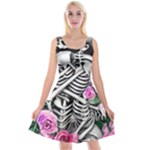 Floral Skeletons Reversible Velvet Sleeveless Dress