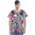 Floral Skeletons Men s V-Neck Scrub Top