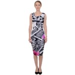 Floral Skeletons Sleeveless Pencil Dress